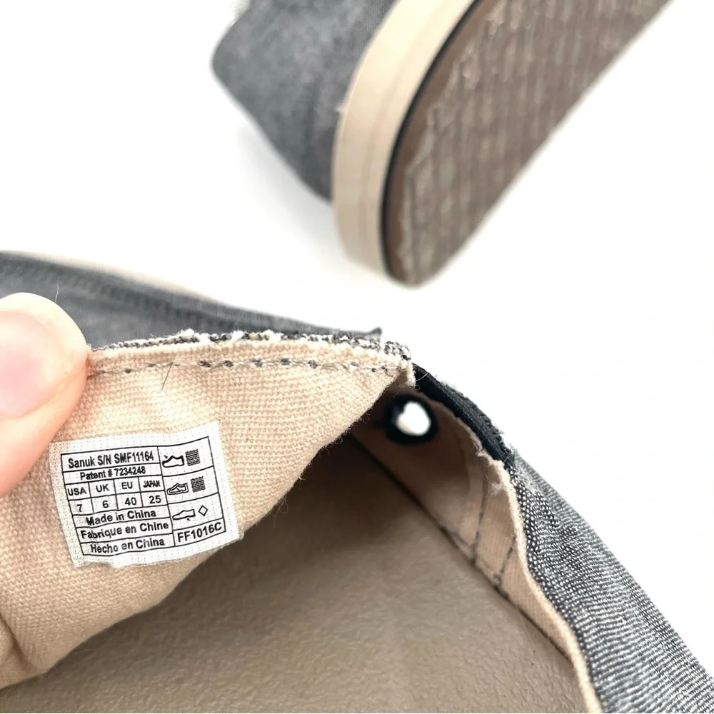 SANUK Pick Pocket TX Sidewalk Surfer Chambray Gray Slip On Loafer Shoe